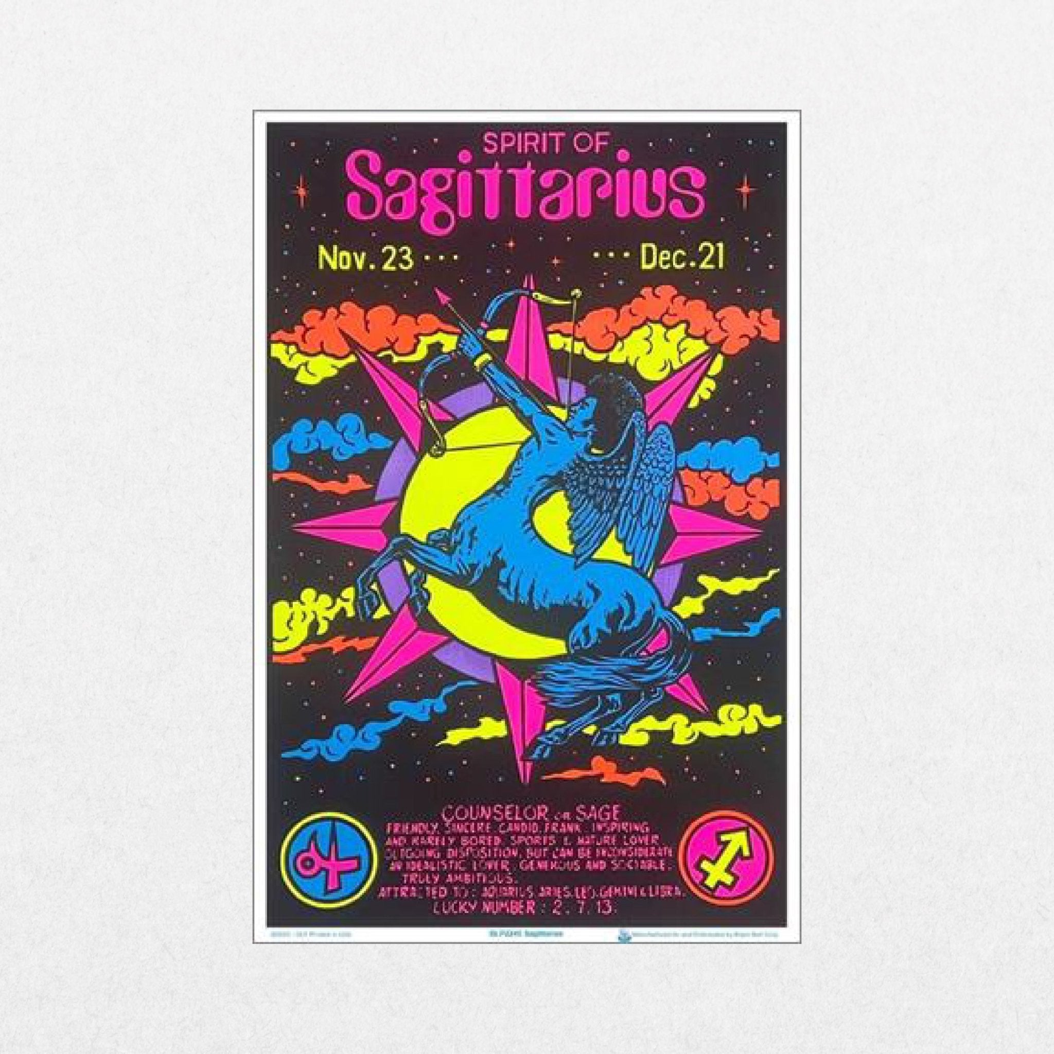 Sagittarius Zodiac Sign - Blacklight - El Cartel