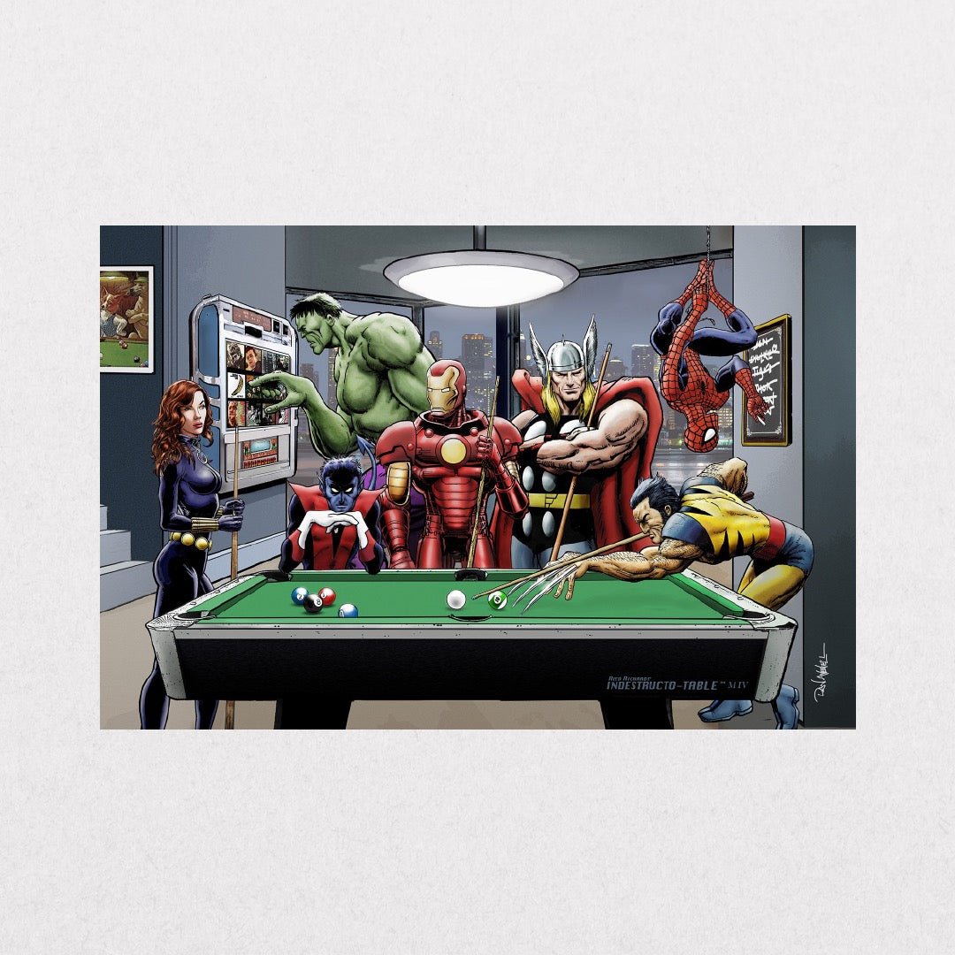 MarvelComics - SuperheroesPlayingPool - el cartel